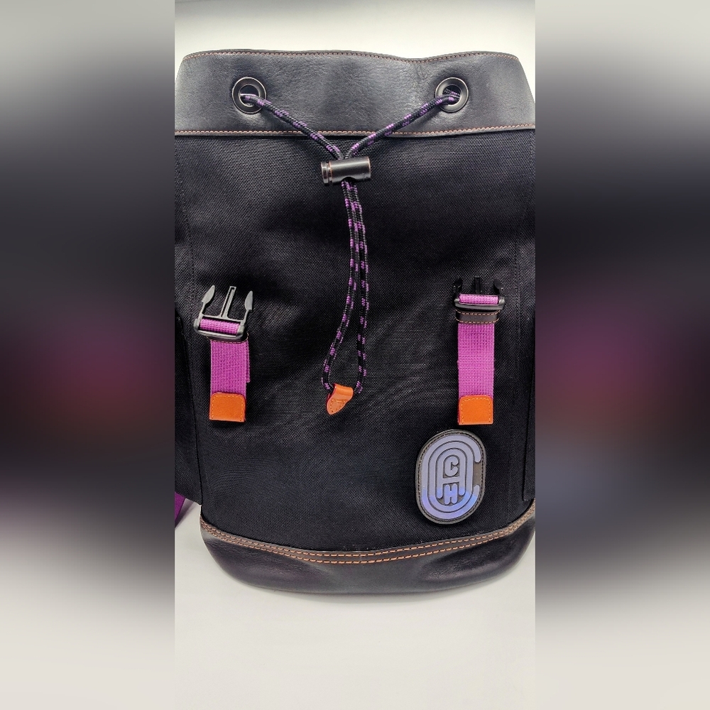 SOLD- Coach Rivington Backpack With Coach Patch-Black/Purple. EUC - Picture 8 of 10